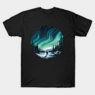 Aurora Dreams: Celestial Canvas Northern Lights Sweden T-Shirt